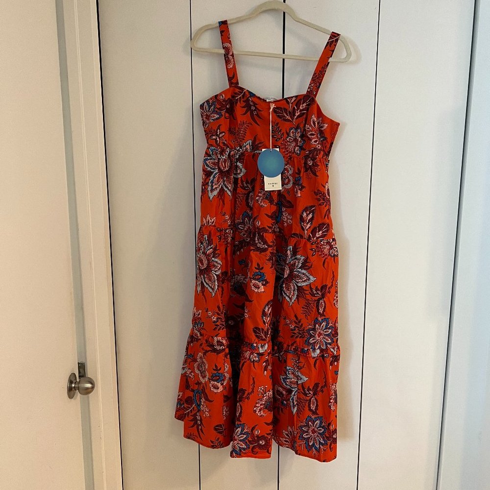 Women's Large Leafy Floral Print Tiered Midi Dress - RHODE x Target